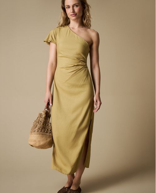 Vestido Corte Ajustado Mostaza