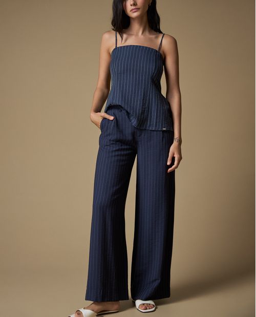 Pantalón Wide Leg Raya Preteñido