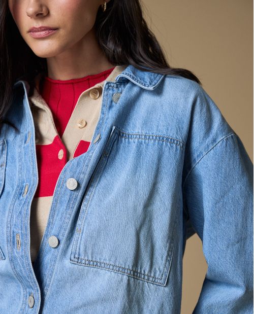 Camisa en denim manga larga