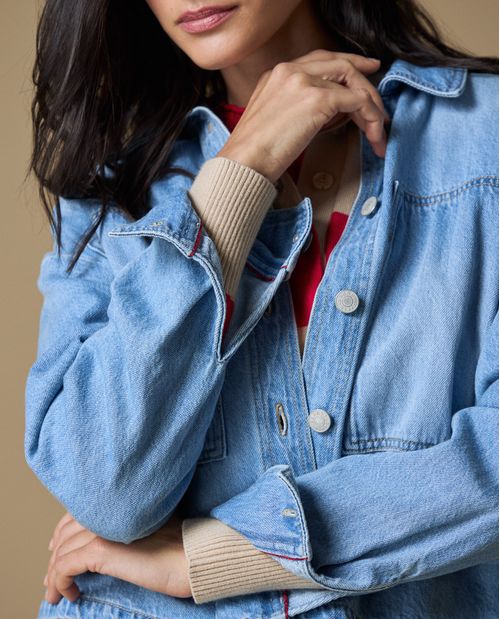 Camisa en denim manga larga