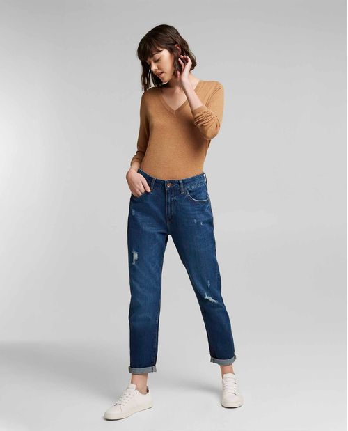 Suéter cuello en V con algodón ecológico