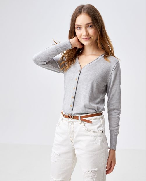 Cárdigan esencial jaspeado