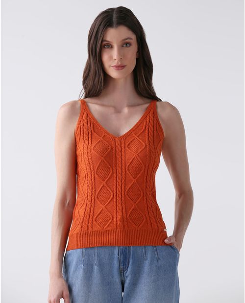 Camiseta tejida para mujer con diseño trenzado