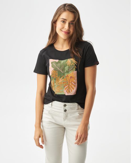 Camiseta con estampado botánico